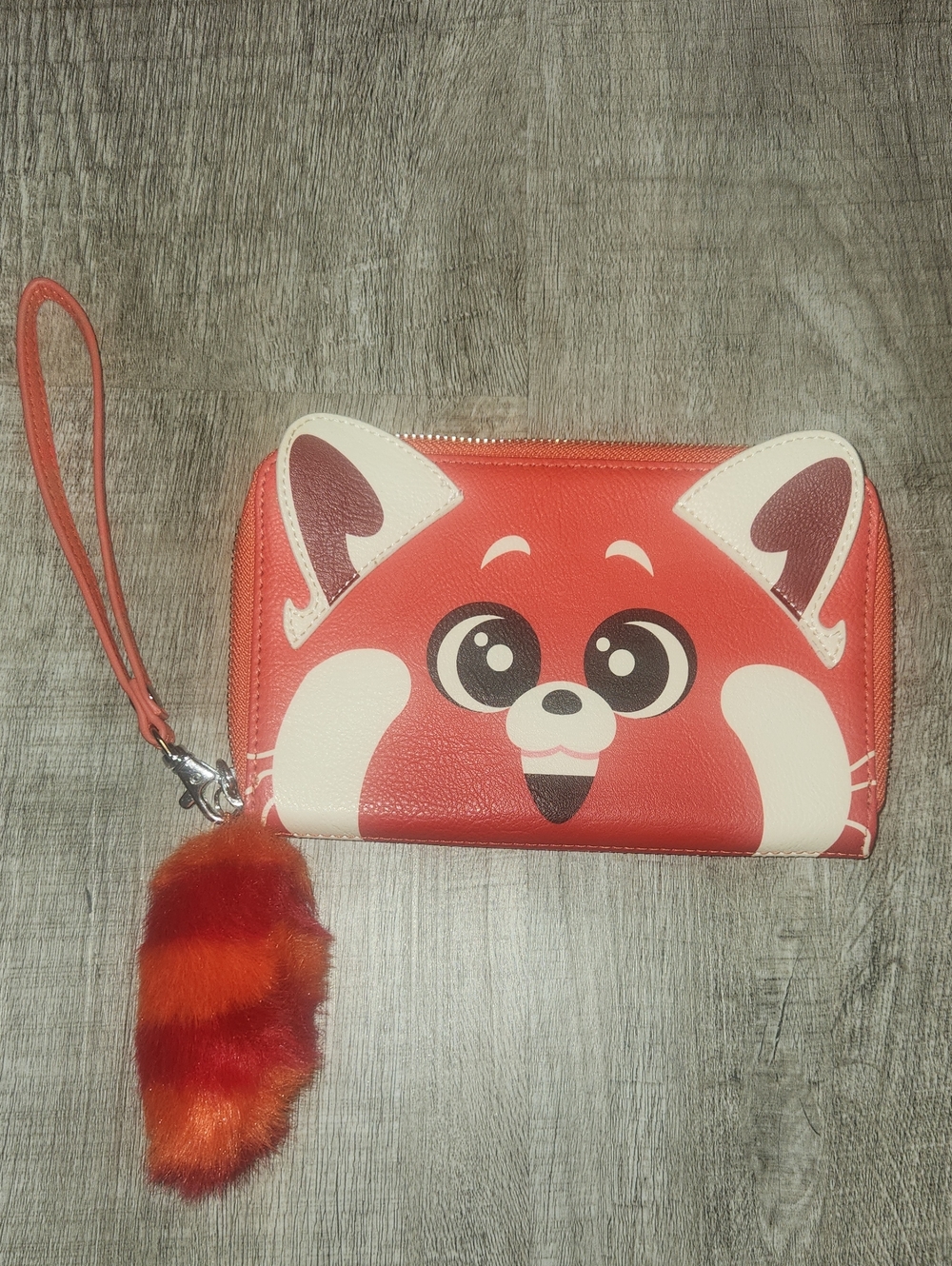 Loungefly Disney Parks- Turning Red Wristlet with Faux Fur Tail Charm